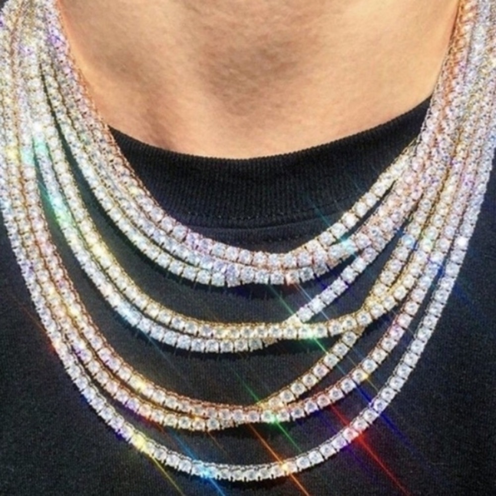 Diamond stud gold tennis chain 20”